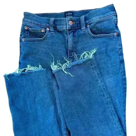 J Crew Factory Stovepipe Jeans Raw Hem Straight Leg Stretch Sz 27 - Picture 7 of 8